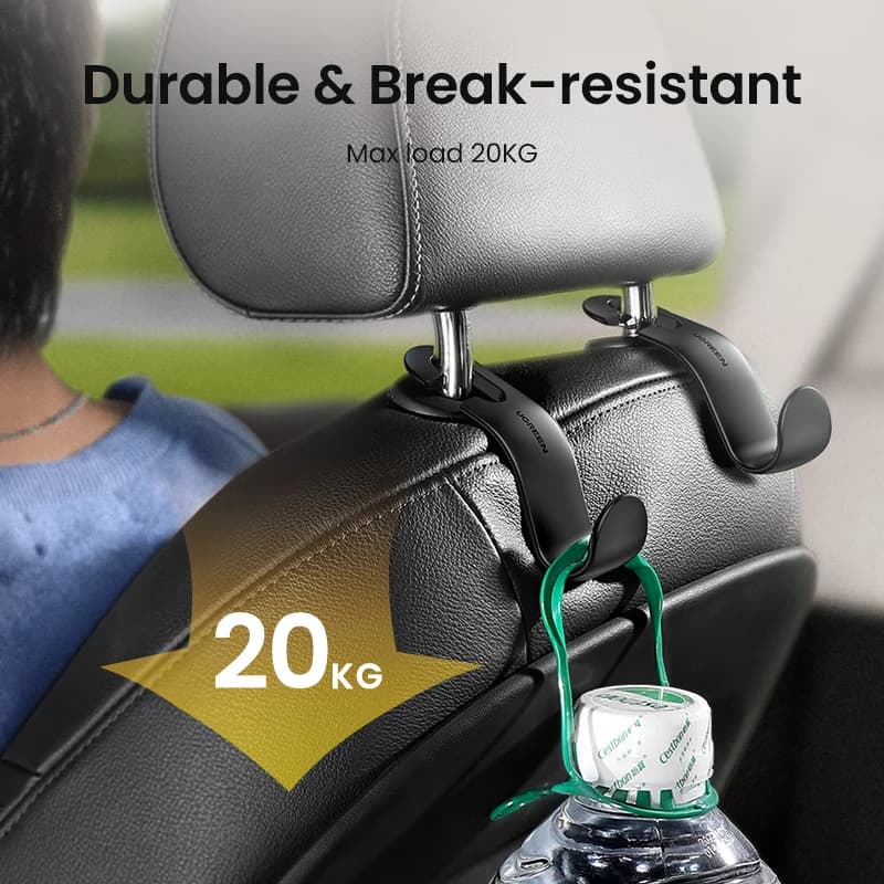 2-pack verstelbare autokopsteun haken