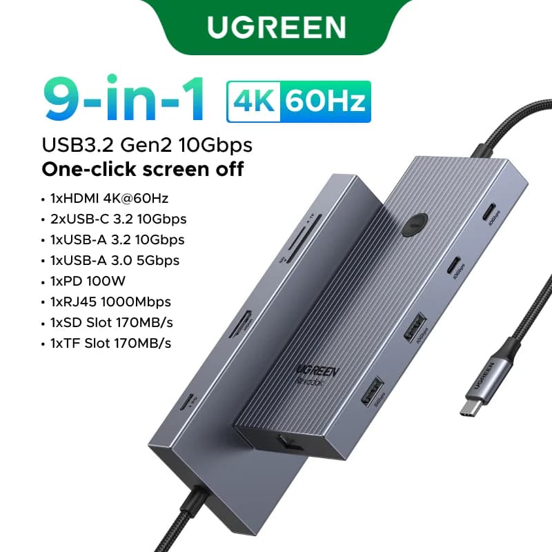 USB-C Hub met Dubbele HDMI & RJ45