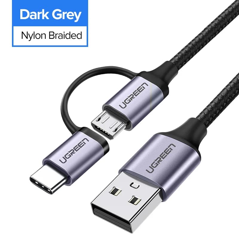 2-in-1 USB-C en Micro USB Snellaadkabel