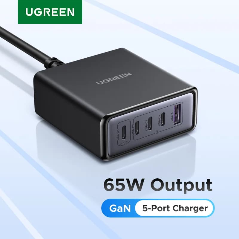 65W-100W 5-in-1 GaN bureaulader met PD en QC