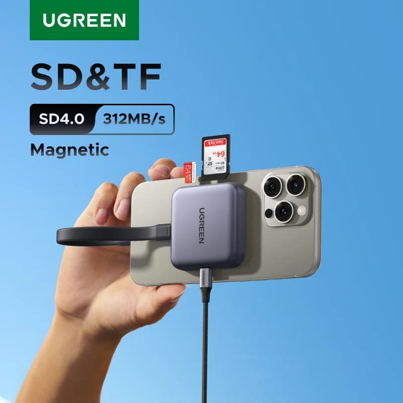 Magnetische USB-C SD- en TF-kaartlezer, 312MB/s