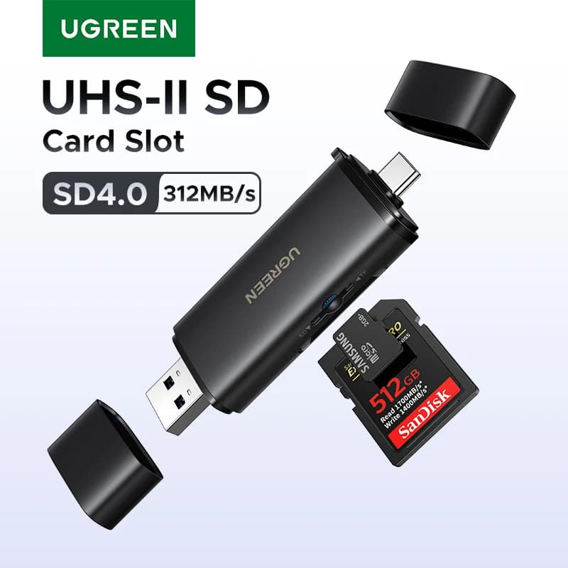 USB-C SD 4.0 kaartlezer, 312MB/s