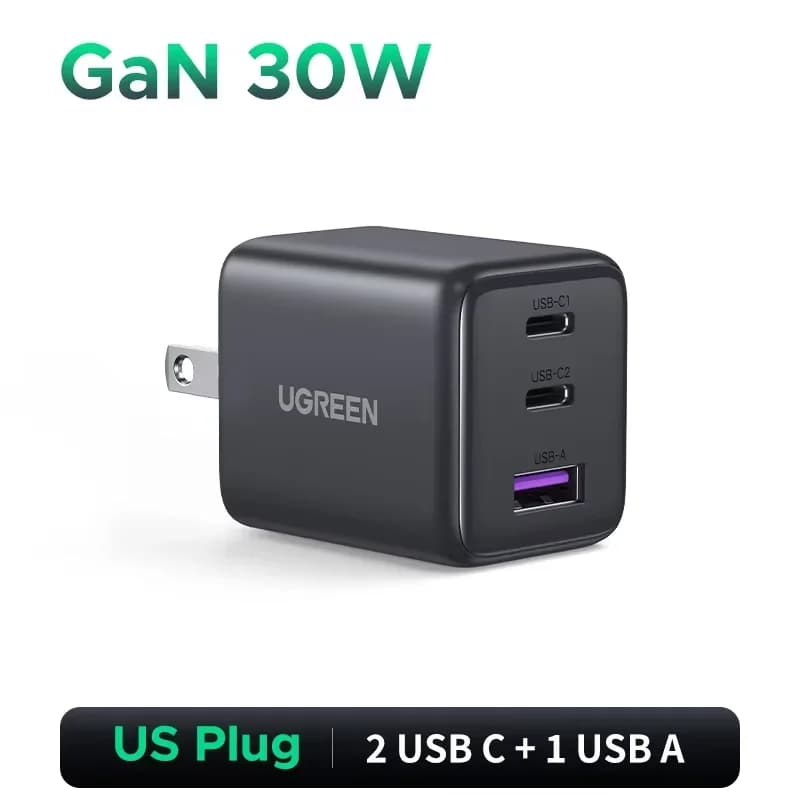 30W GaN USB-C PD-lader, US-stekker
