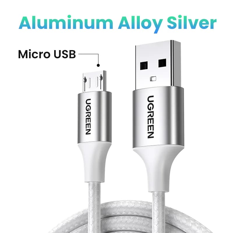 Micro USB-kabel, 2A, nylon gevlochten