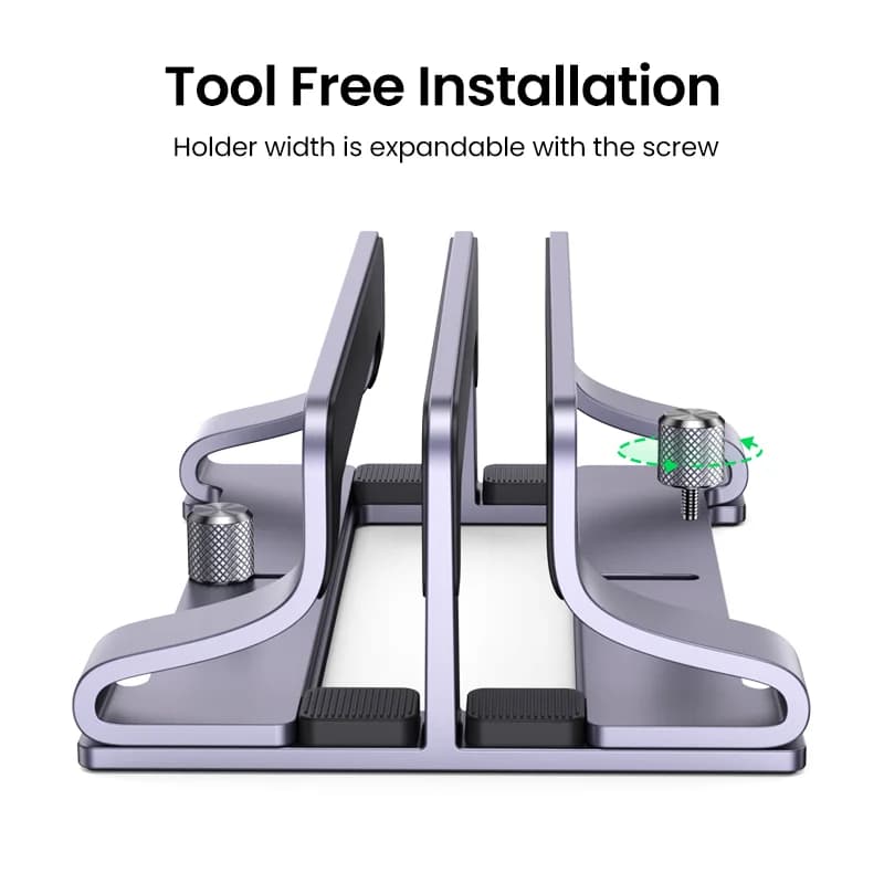 Verticale aluminium laptopstandaard, opvouwbaar ontwerp