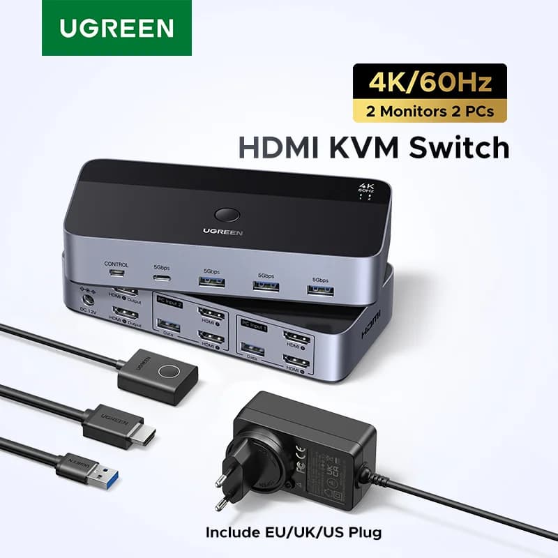 Dual Monitor KVM-switch met HDMI en USB-C