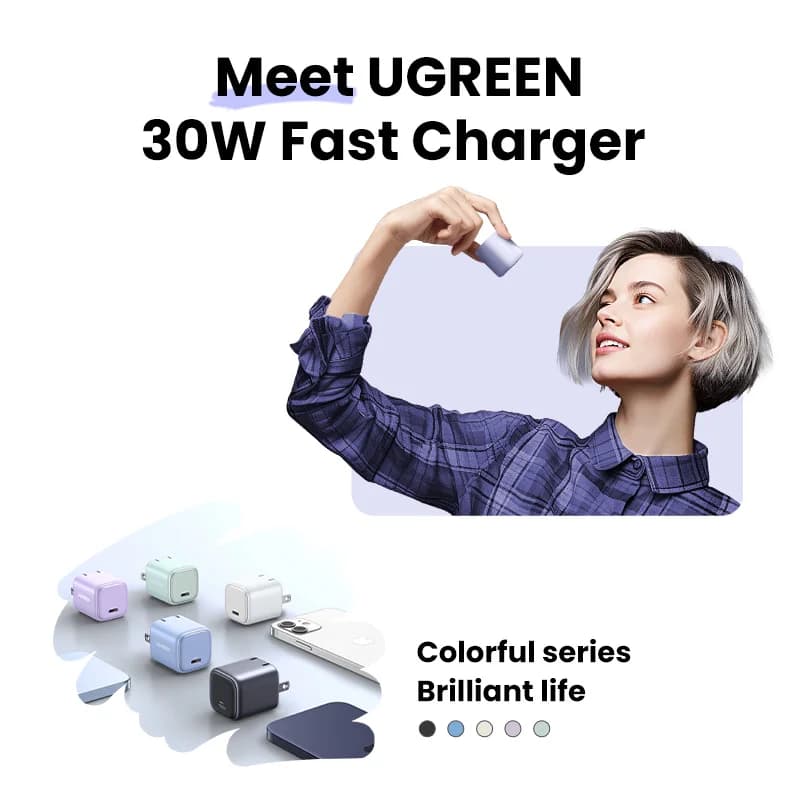 30W GaN USB-C snellader voor wandcontactdoos