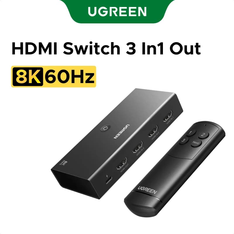 HDMI 2.1 Schakelaar 3-in-1 Uitgang 8K Afstandsbediening