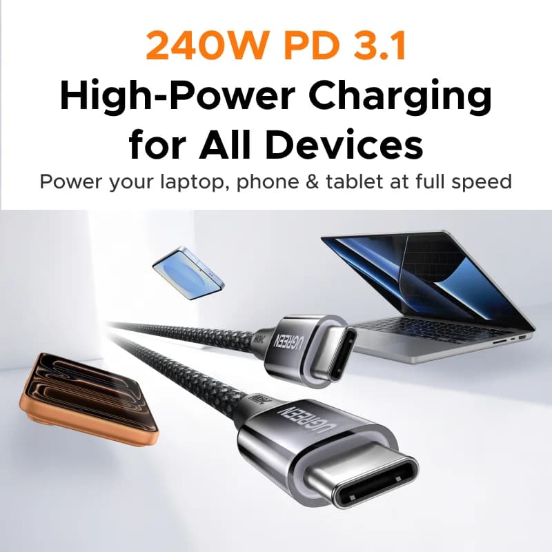 240W USB-C Gevlochten Sneloplaadkabel