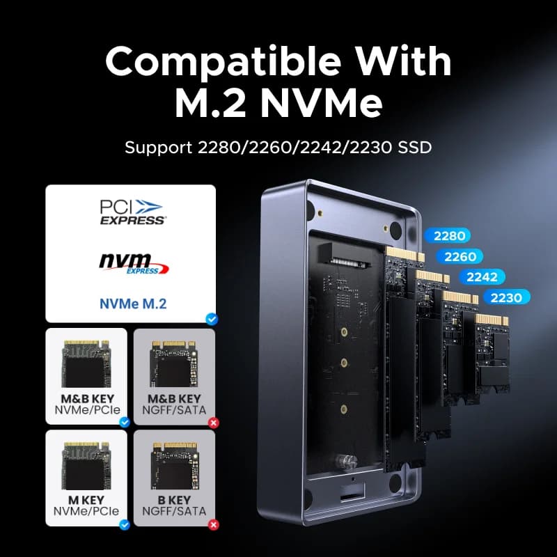 USB4 M.2 NVMe SSD behuizing, 40Gbps, Thunderbolt
