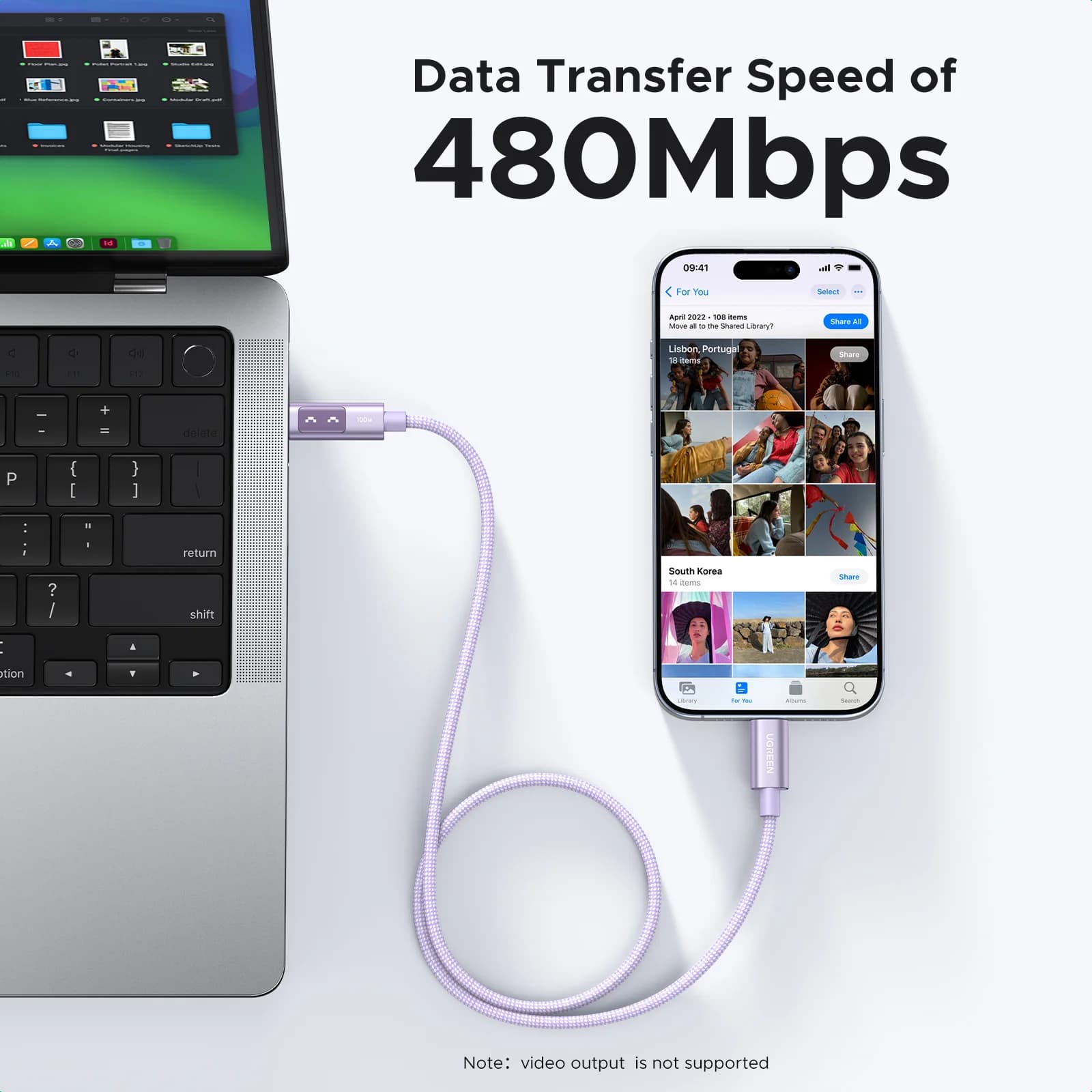 USB-C naar USB-C Kabel, 100W PD, Multicolor