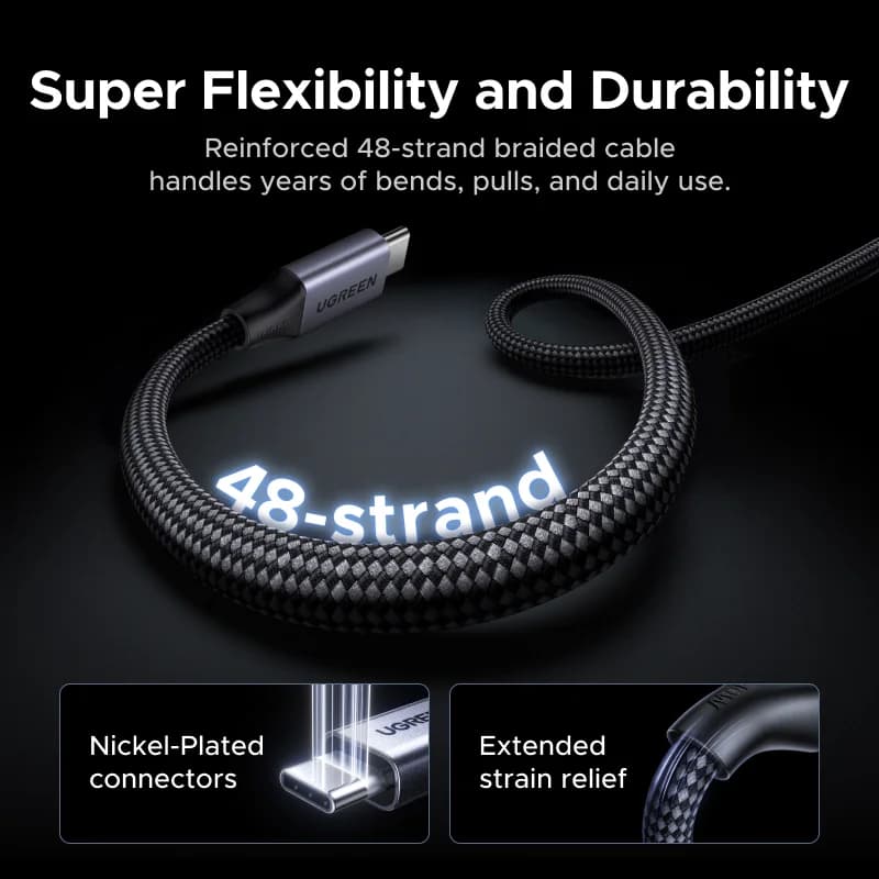 240W USB-C Magnetische Gevlochten Laadkabel