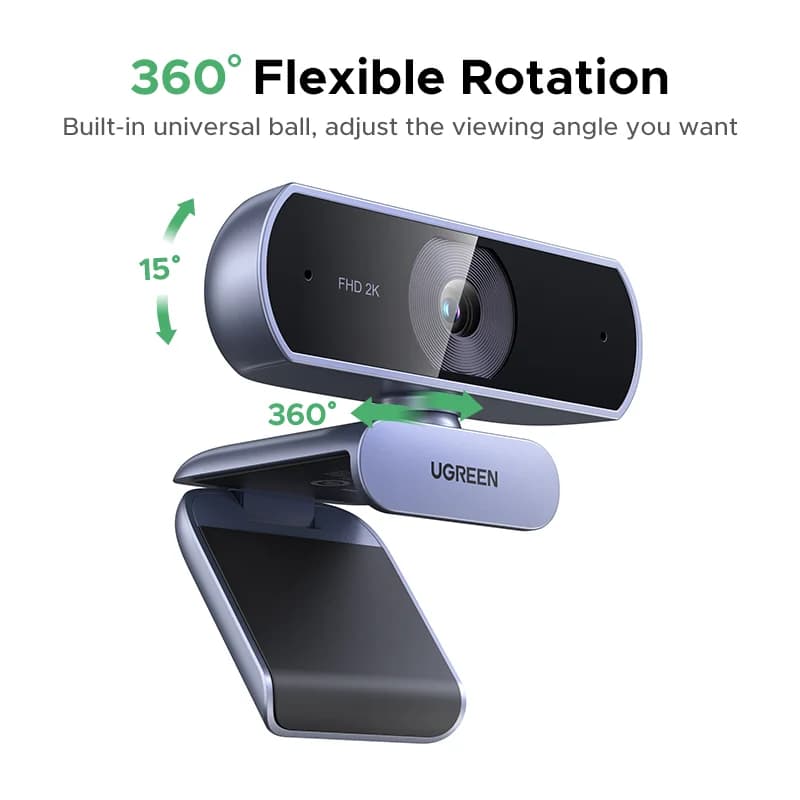 2K HD USB webcam met automatische lichtcorrectie