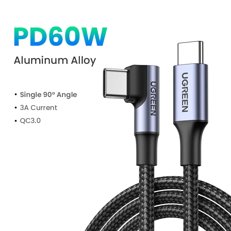 USB-C Kabel 90 Graden, 100W PD, Gaming