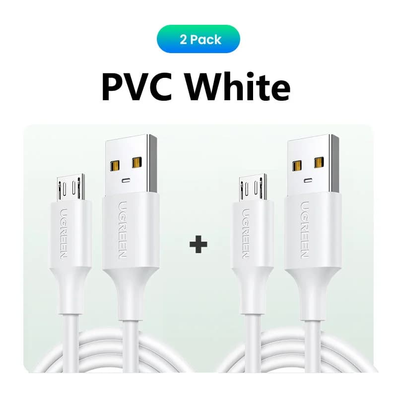 2-pack Micro USB snellaadkabel, 1,5 m, 2A