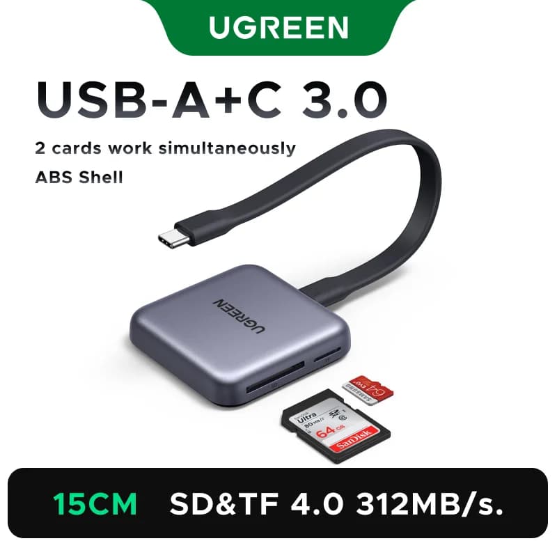 Magnetische USB-C SD- en TF-kaartlezer, 312MB/s