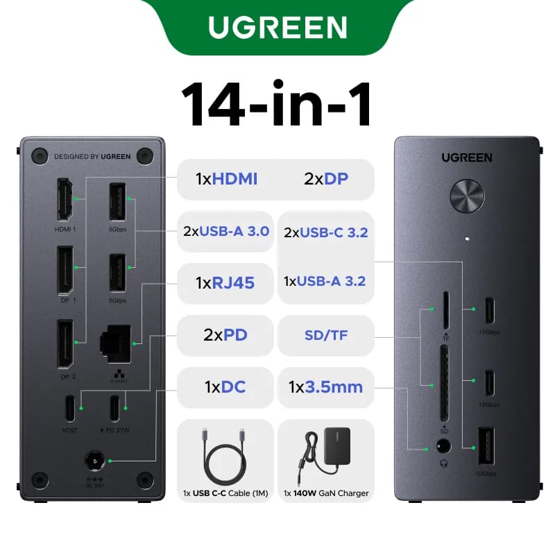 14-in-1 USB-C Dockingstation, Triple Display, 10Gbps