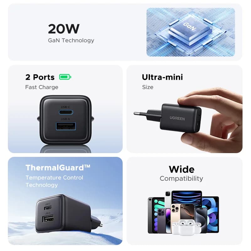 20W GaN USB-C PD-oplader