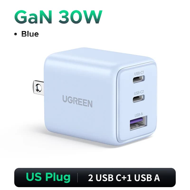 30W GaN USB-C PD-lader, US-stekker