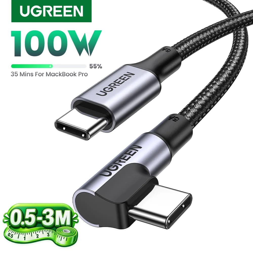 USB-C Kabel 90 Graden, 100W PD, Gaming