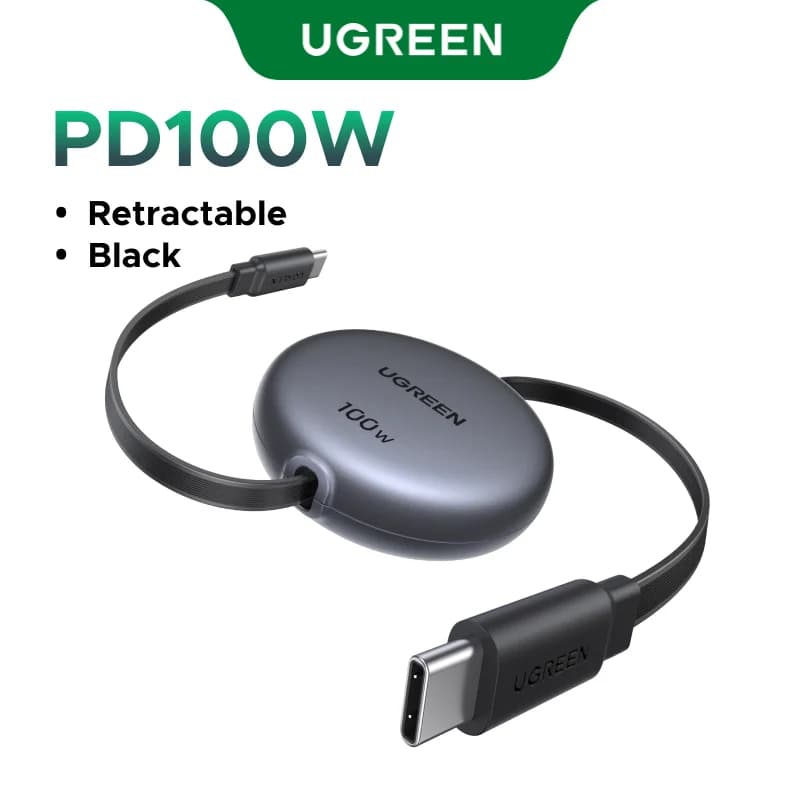 Intrekbare USB-C naar USB-C kabel, 100W PD